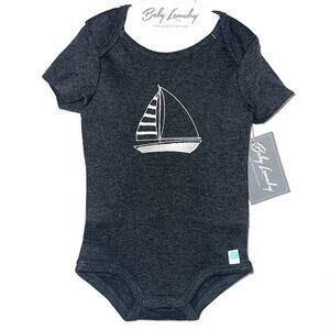 NWT Baby Laundry Grey Sailboat Baby Bodysuit Size 3-6M